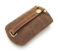 Lemasi Llavero de cuero genuino con un llavero retráctil y extraíble, cognac marrón, Talla única