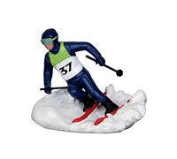 Lemax 32132 - Figura navideña de Vail Village: Slalom Racer, Azul/Blanco/Verde