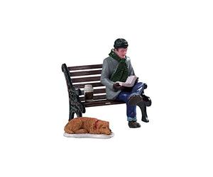 Lemax 92777 - Juego de 2 días relajantes - Nuevo 2019 - Día Relajado - Hombre Lee el periódico - General Product - Accesorios de Pueblo navideño