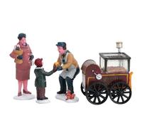 1999 Roasted Chestnut Stand Set of 4 Christmas Village Figurines by Lemax