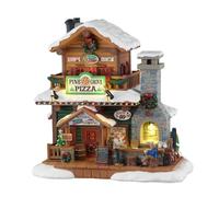 LEMAX Edificio de pizzería Iluminado con Luces LED Pine Grove Pizza en Resina (Alto: 20,5 x 21 x 15 cm)