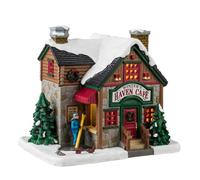 LEMAX Edificio Iluminado LED Winter'S Haven Café en Porcelana H15 x 17,1 x 13,6 cm