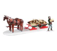Lemax Firewood Entrega 2 Piezas Trineo de Caballos Leña Aldea Navideña Invierno