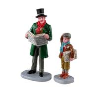 LEMAX Juego de dos personajes "Merry Newsboy" de resina Al. 7,3 x 5,5 x 2,5 cm