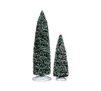Lemax - Snowy Juniper Tree, Large & Medium, Set Of 2