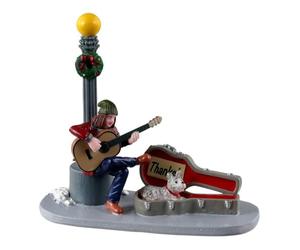 LEMAX Street Artist con perro "Downtown Busker" en resina