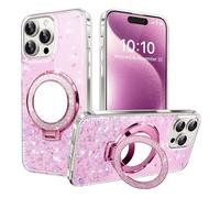 LEMAXELERS Brillante Clear Funda para Samsung Galaxy A17 Carcasa con Anillo de Soporte Mirror Glitter Brillo Resistente Antigolpes Glitter Carcasa Silicona TPU Cover para Samsung Galaxy A17 Rosa DJ.