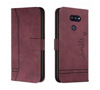 LEMAXELERS Carcasa LG K40S,Funda LG K40S Carcasa Linda Sonrisa Retro PU Cuero de Tipo Libro con Ranuras Tarjetas de Soporte Solapa con Cierre magnético Case,HX Smile Red