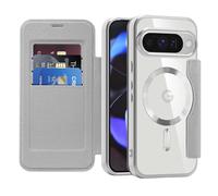 LEMAXELERS Carcasa para Google Pixel 10 Funda Compatible con Magsafe,[Bloqueo RFID] Flip Folio Billetera Carcasa de Tipo Protectora PU Cuero Ranura para Tarjeta Trasera Transparente Case Gray JD