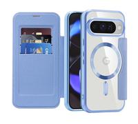 LEMAXELERS Carcasa para Google Pixel 10 Funda Compatible con Magsafe,[Bloqueo RFID] Flip Folio Billetera Carcasa de Tipo Protectora PU Cuero Ranura para Tarjeta Trasera Case Light-Blue JD