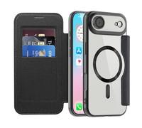 LEMAXELERS Carcasa para iPhone 17 Air Funda Compatible con Magsafe,[Bloqueo RFID] Flip Folio Billetera Carcasa de Tipo Protectora PU Cuero Ranura para Tarjeta Trasera Transparente Case Black JD