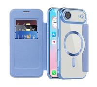 LEMAXELERS Carcasa para iPhone 17 Air Funda Compatible con Magsafe,[Bloqueo RFID] Flip Folio Billetera Carcasa de Tipo Protectora PU Cuero Ranura para Tarjeta Trasera Case Light-Blue JD