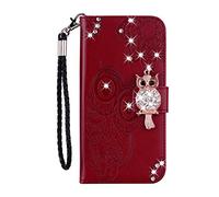 LEMAXELERS Carcasa para iPhone 17 Air Funda Diamante Brillo Búho PU Cuero Carcasa Flip Libro con Ranuras para Tarjetas de Soporte y Solapa con Cierre magnético YK Owl Brown