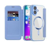 LEMAXELERS Carcasa para iPhone 17 Funda Compatible con Magsafe,[Bloqueo RFID] Flip Folio Billetera Carcasa de Tipo Protectora PU Cuero Ranura para Tarjeta Trasera Case Light-Blue JD