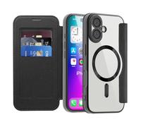 LEMAXELERS Carcasa para iPhone 17 Funda Compatible con Magsafe,[Bloqueo RFID] Flip Folio Billetera Carcasa de Tipo Protectora PU Cuero Ranura para Tarjeta Trasera Transparente Case Black JD