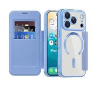 LEMAXELERS Carcasa para iPhone 17 Pro Funda Compatible con Magsafe,[Bloqueo RFID] Flip Folio Billetera Carcasa de Tipo Protectora PU Cuero Ranura para Tarjeta Trasera Case Light-Blue JD