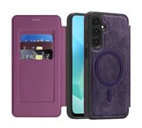 LEMAXELERS Carcasa para Samsung Galaxy A15 Compatible con Magsafe,Magnética Funda [Bloqueo RFID] Flip Folio Premium PU Cuero Billetera de Tipo Ranura para Tarjeta Trasera Protectora Cover Purple WLD
