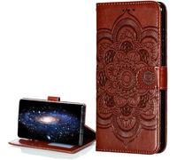 LEMAXELERS Carcasa para Samsung Galaxy S24 FE, Funda para Galaxy S24 FE Mandara PU Cuero Carcasa Flip Libro con Ranuras para Tarjetas de Soporte y Solapa con Cierre magnético Cover LD Brown