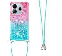 LEMAXELERS Carcasa para Xiaomi Redmi Note 14 5G Purpurina Brillante Quicksands líquida Transparente Silicona TPU Funda con cordón, Gargantilla para Redmi Note 14 5G Pro XL, YB GS Pink Blue