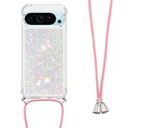 LEMAXELERS con Cordón Funda para Google Pixel 10 Pro,Carcasa Brillante Brillo Glitter Estuche Antideslizante Silicona líquida con Correa Ajustable Case para Google Pixel 10 Pro,YB GS L-Color Love