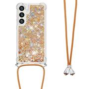 LEMAXELERS con Cordón Funda para Samsung Galaxy S26,Carcasa Brillante Brillo Glitter Estuche Antideslizante Silicona líquida con Correa Ajustable Case para Samsung Galaxy S26,YB GS L-Gold Love