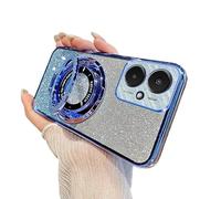 LEMAXELERS Funda para Redmi Note 7 Carcasa con Soporte,Brillante Glitter Brillo Transparente Cuerpo Ultra 3-in-1 Silicona Case Crystal Protectora Back-Cover Slim para Redmi Note 7 Blue DS.