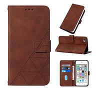 LEMAXELERS Funda tipo cartera para iPod Touch 5, iPod Touch 7 con tapa magnética de piel sintética con tarjeteros, función atril, protección a prueba de golpes, para iPod Touch 5/Touch 6, marrón YB2