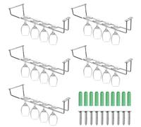 Lemecima Soporte para copas de vino de acero inoxidable para copas de vino, 4 unidades, estante colgante de 14 pulgadas para bar y armario de cocina
