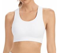 Lemef Brasier Deportivo de Espalda Cruzada para Mujer, Brasier de Entrenamiento de Soporte Medio, sin Costuras, sin Relleno, para Yoga, Gimnasio, Fitness, Blanco, L