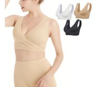 Lemef Sujetador de Lactancia Materna sin Costuras sin Aros 3 Unidades, Sin Acolchado, Color de Piel+Blanco+Negro, L