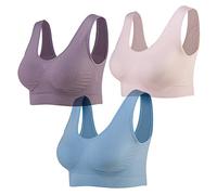 Lemef Sujetador Deportiva sin Costuras Sostén sin Aros con Almohadillas Extraíbles para Mujeres (3 Paquetes)