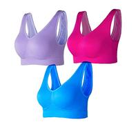 Lemef Sujetador Deportiva sin Costuras Sostén sin Aros con Almohadillas Extraíbles para Mujeres (3 Paquetes)