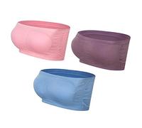 Lemef Sujetador sin Tirantes sin Costuras Bandeau Elástica con Rellenos Extraíbles para Mujer