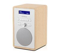 LEMEGA CR2+ Radio Digital Dab/Dab+,Radio Digital FM,Radio Dab alimentada por la Red eléctrica,Reloj con Dos alarmas,20 emisoras preseleccionadas,Salida para Auriculares,Efecto Madera. Roble Blanco