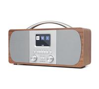 LEMEGA DR6 Radio portátil estéreo Dab,Radio de madera con Bluetooth,Radio FM de cocina, doble alarma, temporizador de sueño, 40 presintones, gran pantalla a color, alimentación por sector o baterías