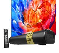 LEMEGA Edge X 2.0 - Barra de sonido para TV con HDMI ARC, altavoz potente de 50 W RMS, transmisión Bluetooth, óptica, AUX y USB, barra de sonido compacta de montaje en pared para juegos y más