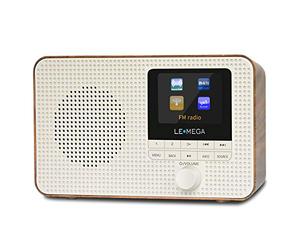 LEMEGA IR1 Radio por Internet WiFi portátil,Radio Digital Dab/Dab + /FM,Bluetooth,Reloj de Alarma Dual,60 preajustes,Salida de Auriculares,Pantalla a Color,baterías o alimentación de Red - Nogal