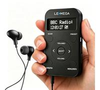 LEMEGA PR1L Radio de Bolsillo Dab/FM, Recargable, Auriculares, Negro
