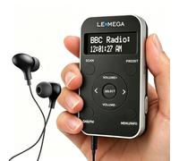 LEMEGA PR1L Radio de Bolsillo Dab/FM, Recargable, Auriculares, Negro/Plata