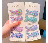 Lemeilleur 16 pinzas para el pelo de sirena con purpurina para niñas, pinzas para el pelo sin clip, pasadores de lentejuelas, cola de pez, accesorios para el cabello multicolor