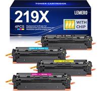 Lemero 219X Tóner (con Chip) Compatible para HP Color Laserjet Pro MFP 3302FDWG 3302SDWG 3302FDW 3302SDW 3302FDN 3202DW 3302FDNG 3202DN - 219 219A W2190X Negro Cyan Magenta Amarillo 4-Pack