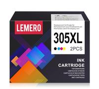 Lemero 305XL Cartuchos Compatible para Tinta HP 305 XL Negro y Color Pack para HP DeskJet 2700 2723e 2720e 2710e 2720 2710 2721 Envy 6032e 6030 6432 6010 6020 6430 Impresora(Color Negro,2-Pack)