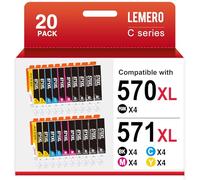 Lemero 570XL 571XL Cartuchos compatibles con Canon 570 571 XL Multipack PGI-570 CLI-571 para Canon Pixma TS5050 TS6050 MG5750 MG6852 MG5753 MG7750 MG5751 TS8050 TS9050(20er-Pack)