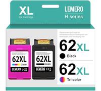 Lemero Cartuchos 62XL compatibles con HP 62, Color Negro, para HP Envy 5540 5544 5660 5640 7640 8000 OfficeJet 200 5740 5742 5744 8040(Color Negro,2-Pack)