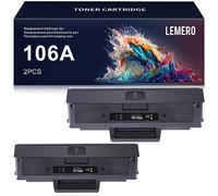 Lemero Repuesto para 106A W1106A Cartucho de tóner para HP Laser MFP 135wg 137fwg 135a 135w 135r 137fnw HP Laser 107a 107w 107r, 2xBlack