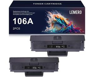 Lemero Repuesto para 106A W1106A Cartucho de tóner para HP Laser MFP 135wg 137fwg 135a 135w 135r 137fnw HP Laser 107a 107w 107r, 2xBlack