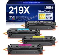 Lemero Tóner 219X (con chip) compatible con HP Color LaserJet Pro MFP 3302FDWG 3302SDWG 3302FDW 3302SDW 3302FDN 3202DW 3302FDNG 3202DN para HP 219 219A W2190X negro, cian, magenta y amarillo (4