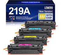 Lemero Tóner con chip 219A compatible con HP Color LaserJet Pro MFP 3302FDWG 3302SDWG 3302FDW 3302SDW 3302FDN 3202DW 3302FDNG 3202DN para HP 219 219X W2190A negro, cian, magenta y amarillo (4 unidades