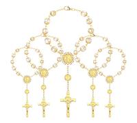 LEMESO 20 Pulseras con Cruz Regalo para Bautismo Comunión, Detalle Religiosa Favores de Bautismo, Rosario Chapado en Oro, Ideal para Bautizo/Boda/Regalo para Invitación Recuerdo de Bautizo