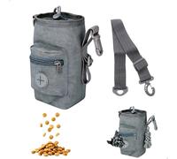 lemgyiamz Bolsa Premios Perro, Bolsa Chuches Perro, Adiestramiento Perros con Cordoncillo Ajustable Bolsa Premios Perro Adiestramiento para Pasear y Educar, Gris